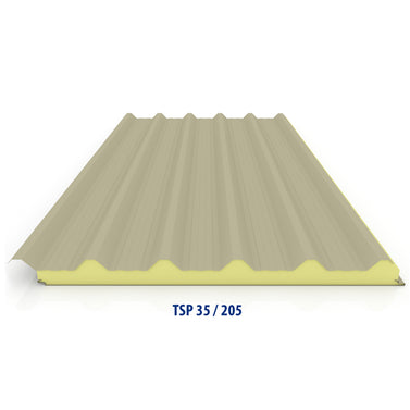 35 / 205 PPGI Corrugated Sandwich Panel with 75mm PIR Insulation